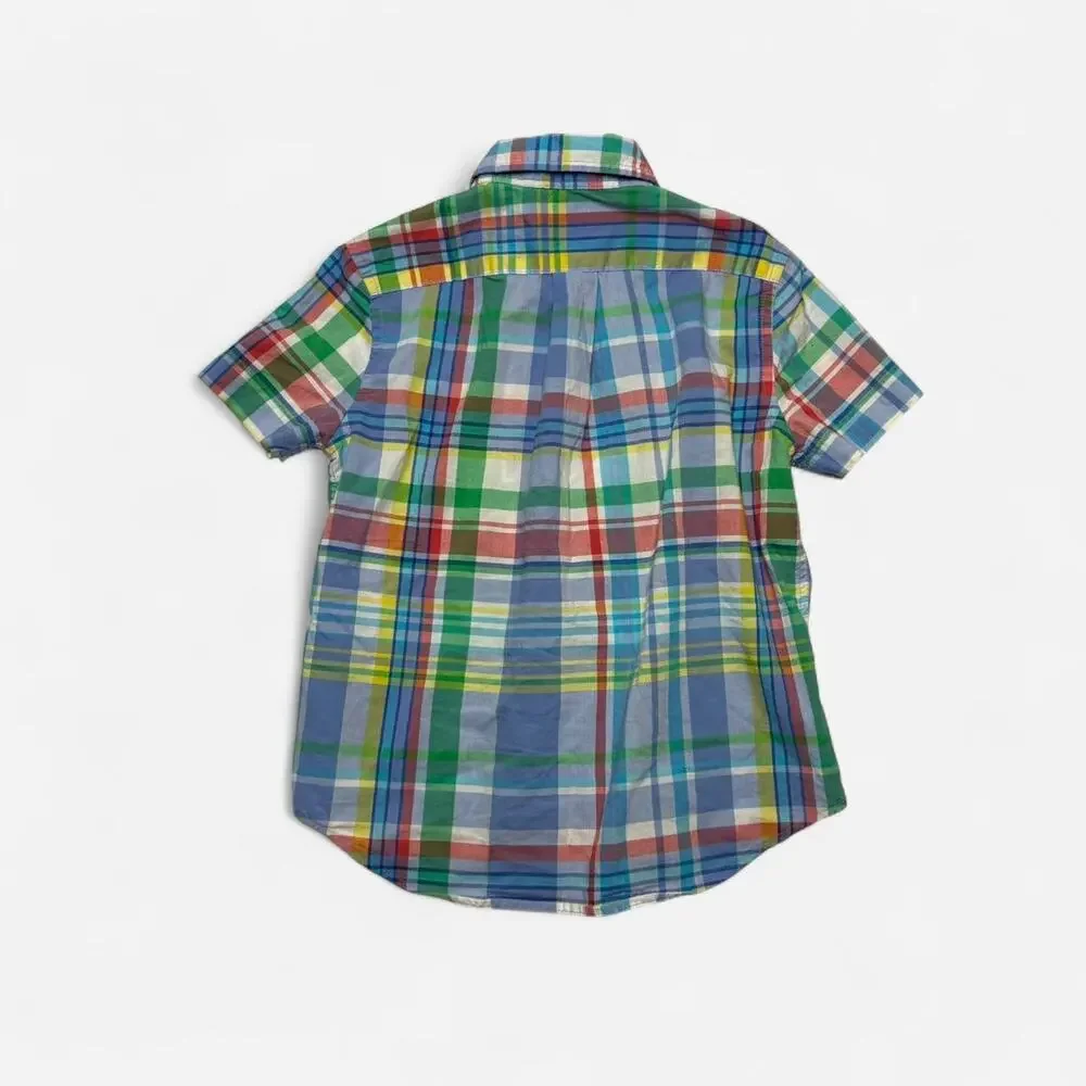 Ralph Lauren Boys Plaid Short Sleeve Button Down Shirt Size 5